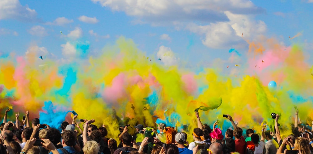 Colour chalk in the air