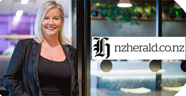 nz herald logo newspaper featuring melissa jenner standing in front of office from start now